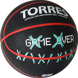 Мяч баск. TORRES Game Over B02217, р.7, резина, нейлон. корд, бут. кам., черный