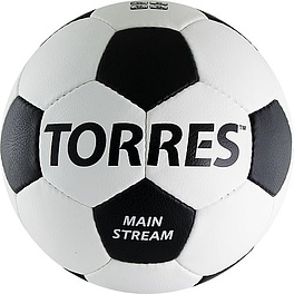 Мяч футб. TORRES Main Stream, F30184,р.4, 32 пан. ПУ, 4 под. слоя, руч. сшив., бело-черный